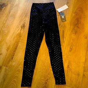 Girls Black  Glyder Leggings with shiny dots.
